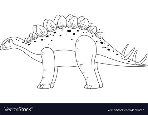 Stegosaurus dinosaur doodle outline on white Vector Image