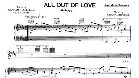 All Out Of Love Sheet Music Air Supply Download All Out Of Love Piano ...