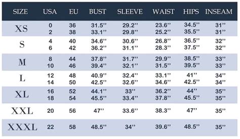 Woman's Clothing Size Conversion Chart (Pants, Shirts & Jackets ...