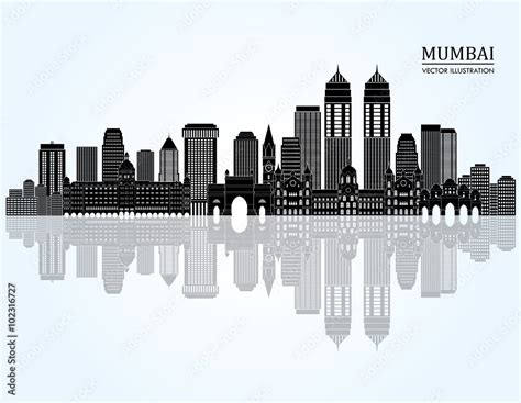 Mumbai skyline detailed silhouette. Vector illustration Stock Vector ...