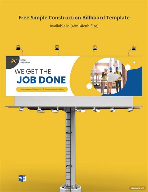 Simple Construction Billboard Template in Word, Publisher, Google Docs ...