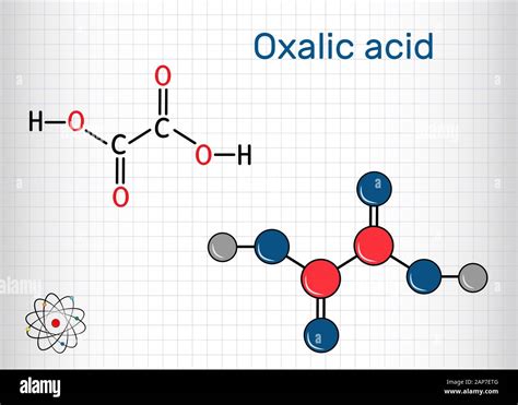 Oxalic acid C2H2O4 molecule. It is dicarboxylic acid. Structural ...