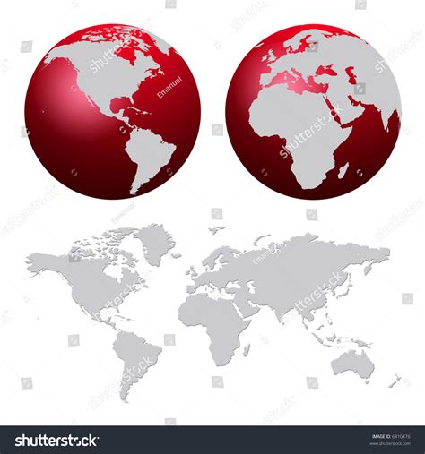 Red World Globe And World Map Stock Photo 6410476 : Shutterstock