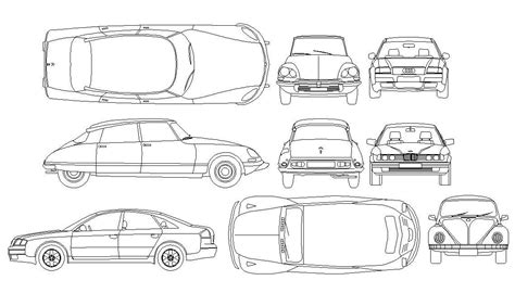 AutoCAD Drawing Of Car CAD Blocks - Cadbull