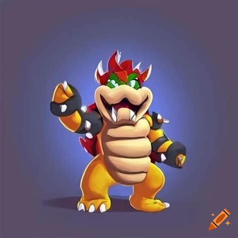 Very high quality vector logo drawing of bowser from nintendo, cute and ...