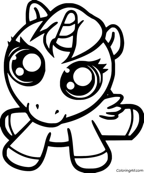 Baby Cute Unicorn Coloring Page - ColoringAll