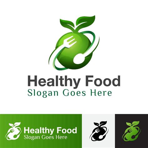 Healthy food logo, nature food, vegan food symbol, fruit food logo ...