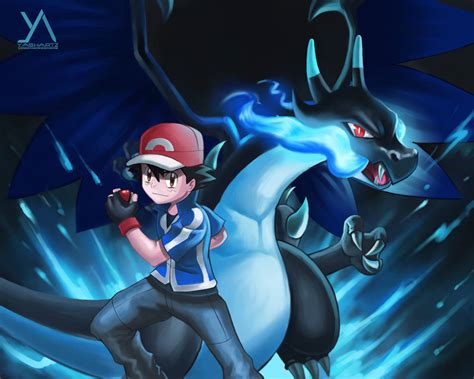 ASH AND MEGA CHARIZARD X by yashartz on DeviantArt