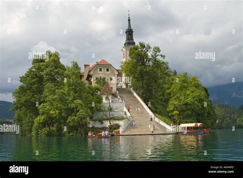 Slovenia Lake Bled Bled Island Church of the Assumption view from ...