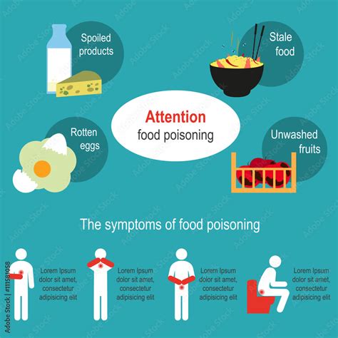 Food poisoning. Food poisoning poster. The symptoms of food poisoning ...