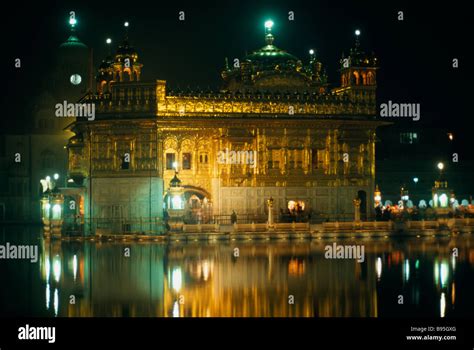 INDIA Punjab Amritsar The Golden Temple illuminated at night Stock ...