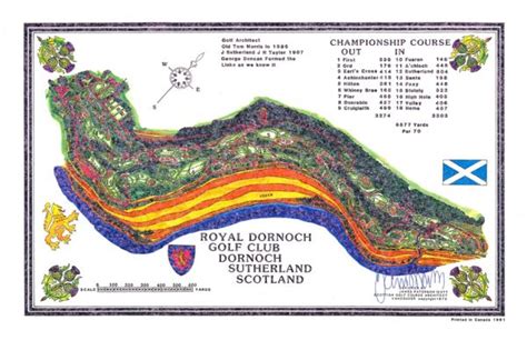 Golf Art | Royal Dornoch | Course Architect Map| Print