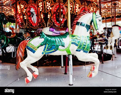 carnival horse on merry-go-round Stock Photo - Alamy