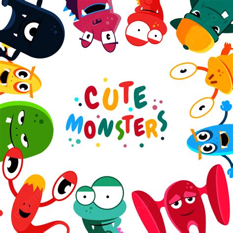 Cute Cartoon Monsters Background, Smile, Colorful, Element Background ...