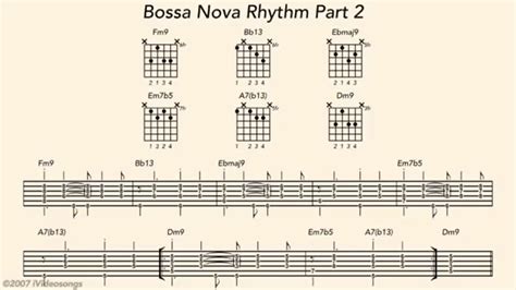 Bossa Nova Chord Progressions Piano - Sheet and Chords Collection