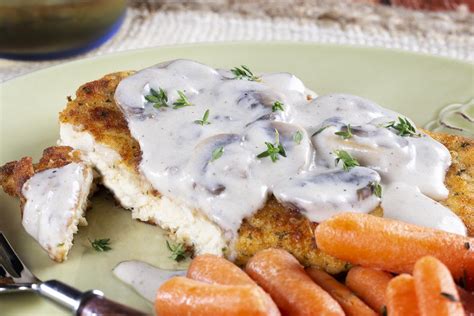 Chicken "Schnitzel" with Mushroom Sauce | MrFood.com