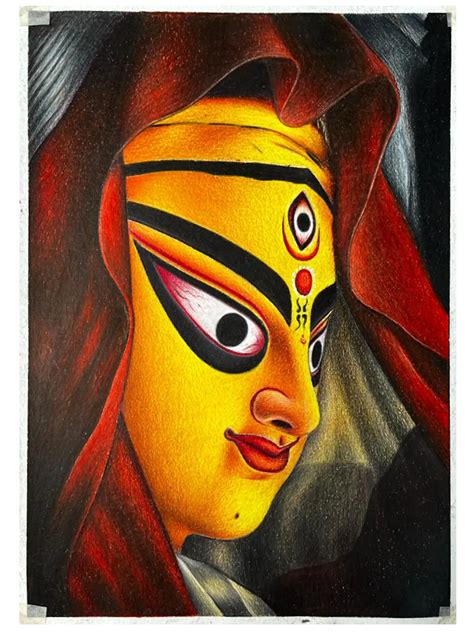 Maa Durga with Third Eye| Acrylic Paint | Painting by Sanju Basu ...