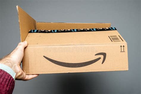 Cardboard Box with Smile Amazon Arrow Logotype Editorial Image - Image ...