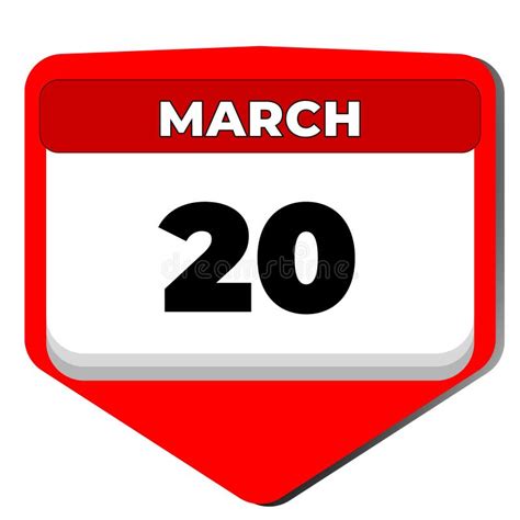 20 March Vector Icon Calendar Day. 20 Date of March. Twentieth Day of ...