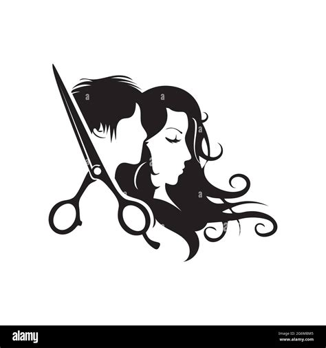 Hairdresser logo, Beauty salon logo with man and woman silhouettes ...