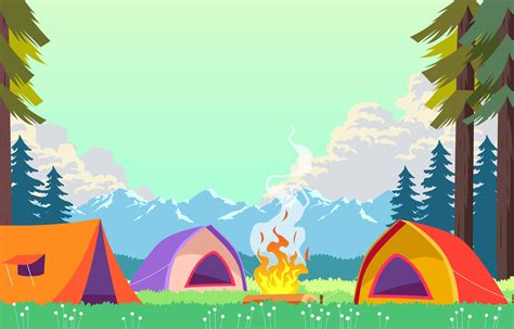 Summer Camp With Tent 2411665 Vector Art at Vecteezy