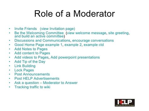 Role of a Moderator on My Healthpedia