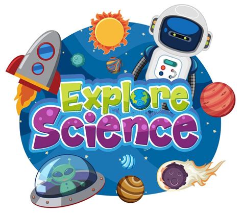 Explore Science Logo and Set of Space Education Objects Isolated Stock ...