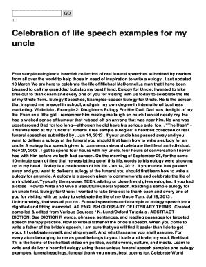 Celebration Of Life Speech Examples - Fill Online, Printable, Fillable ...