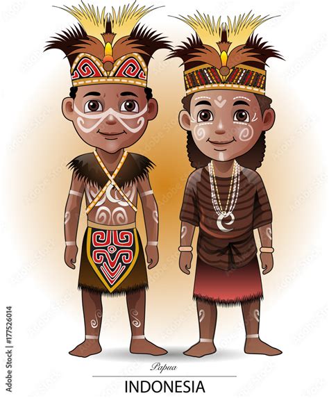 Vector illustration, Papua traditional clothing Stock Vector | Adobe Stock