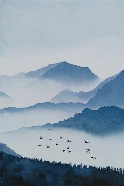 Mountain Drawing Watercolor | Watercolor landscape paintings ...