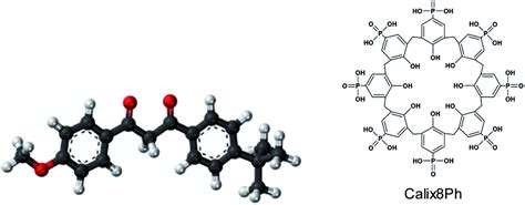 Chemical structure of avobenzone and p-phosphonated calix[8]arene ...