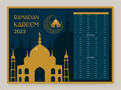 Ramadan Calendar Design 2023. Calendar Mockup template, Islamic ...