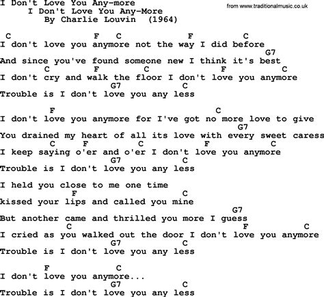 I Don't Love You Any-More - Bluegrass lyrics with chords