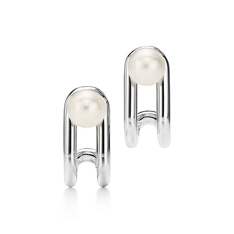 Tiffany HardWear Double Pearl Hinged Earrings in Sterling Silver ...