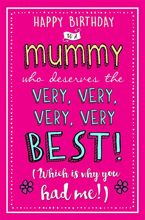 Mummy Birthday Card, Very Best, Mummy, Greetings Card, 159x235mm ...