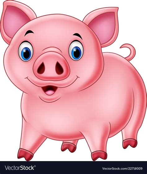 Cartoon happy pig isolated on white background Vector Image | Happy pig ...