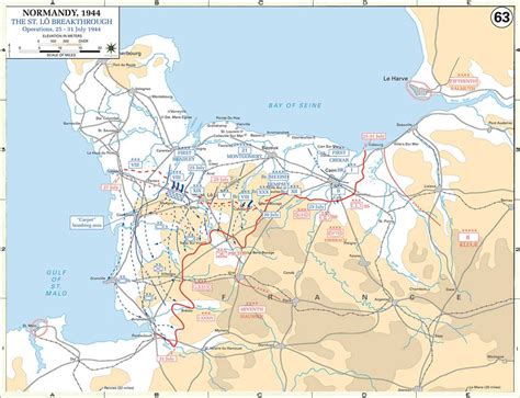 WW2 map of the Battle of Saint Lô in Normandy