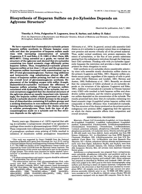 (PDF) Biosynthesis of heparan sulfate on β-D-xylosides depends on ...