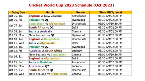 ICC Cricket World Cup 2023 Schedule & Time Table - YouTube