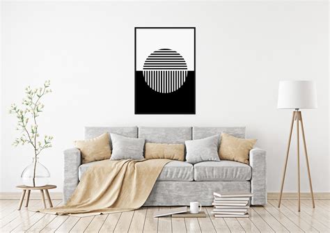 Minimalist poster. Printable art black & white striped | Etsy