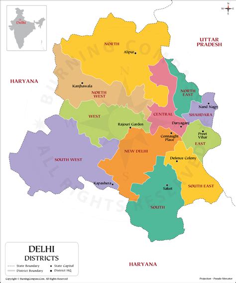 Delhi District Map, Delhi Political Map