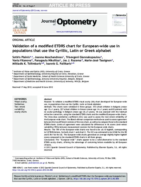 (PDF) Validation of a modified ETDRS chart for European-wide use in ...