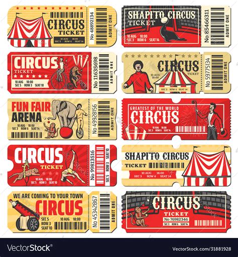 Circus chapiteau carnival show ticket templates Vector Image