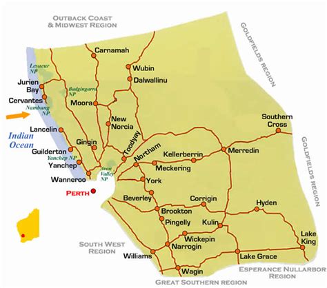 Road Map The Pinnacles Nambung National Park Western Australia