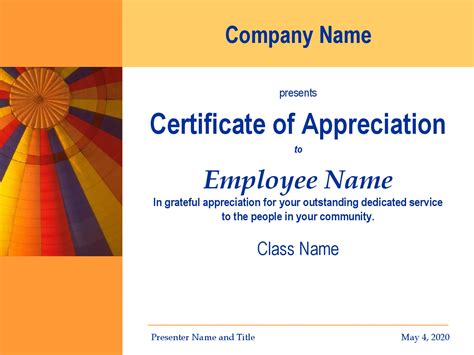 Certificate Of Appreciation For Employees Template