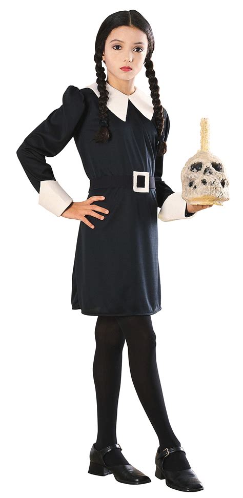 Buy Addams Family Child's Wednesday Addams Costume, Large, Black/White ...