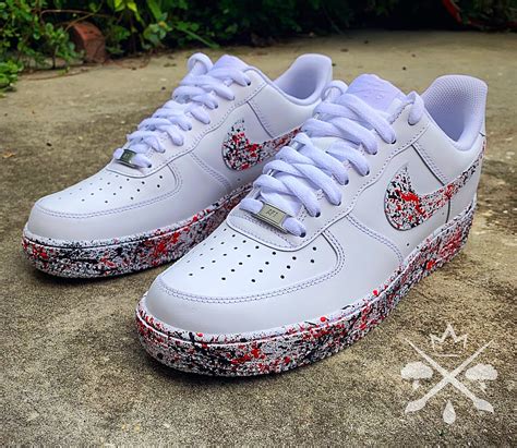 Splatter Air Force 1 Nike Red Black Sneakers Custom Air | Etsy