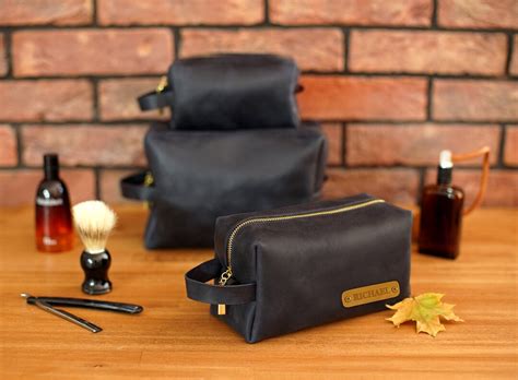 Personalized Dopp Kit for Men Leather Cosmetic Bag Mens - Etsy