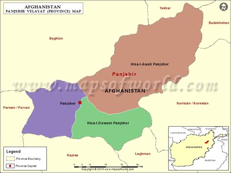 Panjshir Map, Map of Panjshir Province (Velayat), Afghanistan