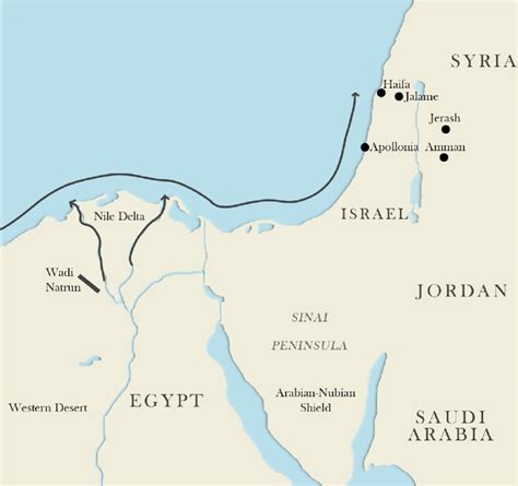 Map showing the locations of Gerasa (Jerash), N. Jordan, glass ...